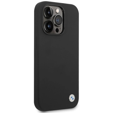BMW Silikoninis Metal Logo iPhone 15 Pro Max Dėklas - Juodas 3