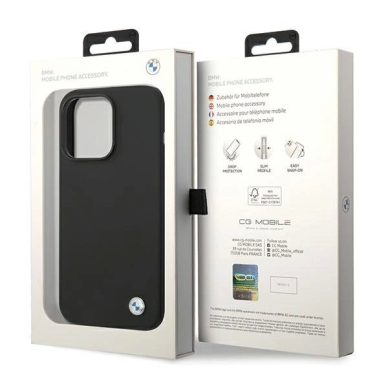 BMW Silikoninis Metal Logo iPhone 15 Pro Max Dėklas - Juodas 7