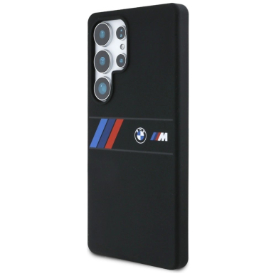 BMW Silikoninis Middle Tricolor Stripes MagSafe Dėklas skirtas Samsung Galaxy S25 Ultra - Juodas 1