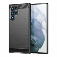 Carbon Case Flexible TPU Dėklas Samsung Galaxy S22 Ultra Juodas