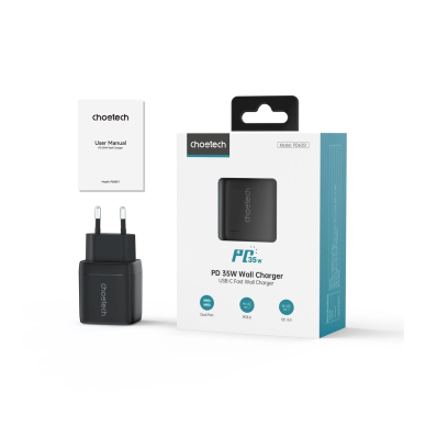 Choetech PD6051 USB-C USB-C PD 35W GaN wall Įkroviklis display - Juodas 3