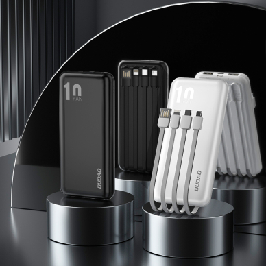 Daugiafunkcinė Išorinė Baterija Dudao K6Pro 10000mAh su kabeliais USB, USB Type-C, Lightning Juoda (K6Pro-black) 2
