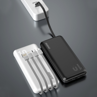 Daugiafunkcinė Išorinė Baterija Dudao K6Pro 10000mAh su kabeliais USB, USB Type-C, Lightning Juoda (K6Pro-black) 3