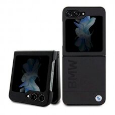 Dėklas BMW Leather Hot Stamp case for Samsung Galaxy Z Flip 5 - Juodas