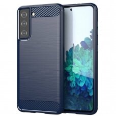 Dėklas Carbon Case Flexible Cover TPU Samsung Galaxy S21+ 5G (S21 Plus 5G) mėlynas