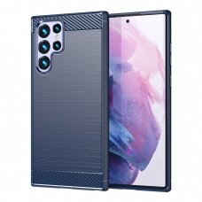 Dėklas Carbon Case Samsung Galaxy S23 Ultra mėlynas