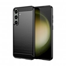 Dėklas Case for Carbon Case Samsung Galaxy S24+ flexible silicone carbon cover - Juodas