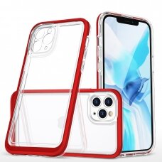 Iphone 11 Pro Max Dėklas Clear 3in1 raudonas