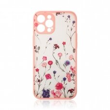 Akcija! Dėklas Design Case iPhone 12 Pro Gėlėtas, rožinis