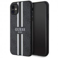 Dėklas Guess 4G Printed Stripes MagSafe GUHMN61P4RPSK iPhone 11 / Xr Juodas