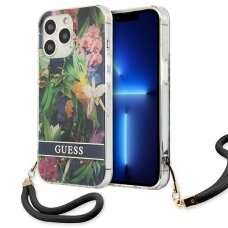 Iphone 13 Pro Dėklas Guess Flower Strap GUHCP13LHFLSB