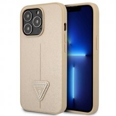 Iphone 13 Pro Dėklas Guess SaffianoTriangle Logo GUHCP13LPSATLE  Smėlinis