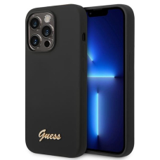 Dėklas Guess Silicone Vintage Gold Logo GUHCP14XSLSMK iPhone 14 Pro Max Juodas