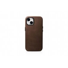 Akcija! Dėklas iCarer Oil Wax Premium Leather MagSafe iPhone 15 Plus - Rudas