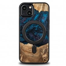 Dėklas iš Medžio ir Resino skirta iPhone 13 MagSafe Bewood Unique Neptune - Navy and Juodas