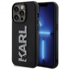Dėklas Karl Lagerfeld 3D Rubber Glitter Logo case for iPhone 15 Pro - Juodas