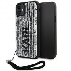 Dėklas Karl Lagerfeld Sequins Cord KLHCN61PSQRKS iPhone 11 / Xr Sidabrinis