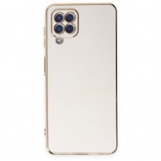 Samsung Galaxt A12 Dėklas Lighting Color Case for 5G Baltas, auksiniais kraštais