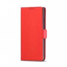 Dėklas Magnet Card Case for Samsung Galaxy S22 Ultra Raudonas