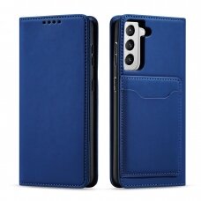 Dėklas Magnet Card Case Samsung Galaxy S22 Mėlynas