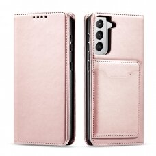 Dėklas Magnet Card Case Samsung Galaxy S22 Rožinis