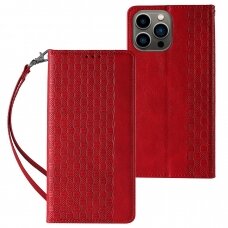Dėklas Magnet Strap Case for iPhone 12 Pro Raudonas