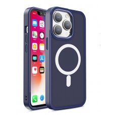 Dėklas Magnetic Color Matte iPhone 15 Plus - Tamsiai mėlynas