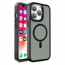 Dėklas Magnetic Color Matte iPhone 15 Pro - Juodas