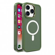 Dėklas Magnetic Color Matte iPhone 15 Pro Max - Žalias