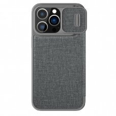 Akcija! Iphone 14 Pro Max Dėklas Nillkin Qin Cloth Pro Case with Camera Protector For  Pilkas