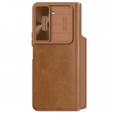 Dėklas Nillkin Qin Leather Pro Samsung Galaxy Z Fold 5 Leather Flip Case su Camera Cover - Rudas