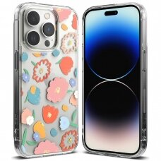 Akcija! Iphone 14 Pro Max Dėklas Ringke Fusion Design Armored Sleeve  Permatomas (Floral) (FD645E31)