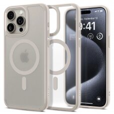 Dėklas Spigen Ultra Hybrid MagSafe, frost natural titanium - iPhone 15 Pro - Kreminis