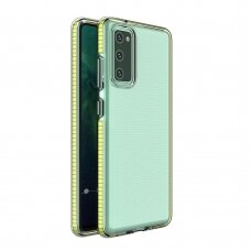 Samsung Galaxy A72 Dėklas Spring Case clear TPU su spalvotu rėmu 4G Geltonas