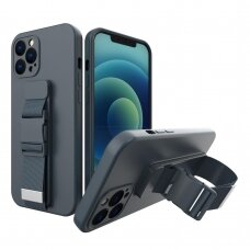 Iphone 13 Mini Dėklas su dirželiu Rope case gel TPU  Tamsiai mėlynas