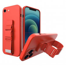 Iphone 7 Plus/ Iphone 8 Plus Dėklas su dirželiu Rope case gel TPU raudonas