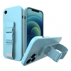 Iphone Xs Max Dėklas su dirželiu Rope case gel TPU Mėlynas