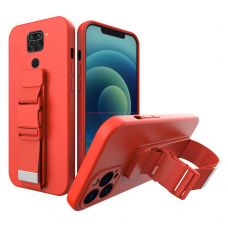 Dėklas su dirželiu Rope case gel TPU Xiaomi Redmi 10X 4G / Xiaomi Redmi Note 9 raudonas