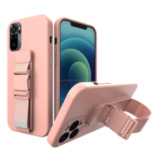 Dėklas su dirželiu Rope case gel TPU Xiaomi Redmi Note 10 / Redmi Note 10S Rožinis