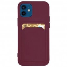 Iphone 11 Pro Max Dėklas su kišenėle kortelėms Card Case Bordo
