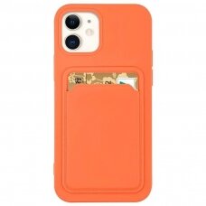 Iphone 13 Pro Dėklas su kišenėle kortelėms Card Case  Oranžinis