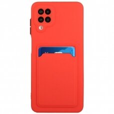 Samsung Galaxy A42 Dėklas su kišenėle kortelėms Card Case Raudonas