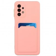 Samsung Galaxy A42 Dėklas su kišenėle kortelėms Card Case Rožinis