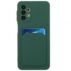 Samsung Galaxy A72 Dėklas su kišenėle kortelėms Card Case 4G Tamsiai Žalias