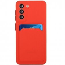 Samsung Galaxy S21 Plus Dėklas su kišenėle kortelėms Card Case  ( 5G) Raudonas