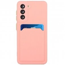 Samsung Galaxy S21 Plus Dėklas su kišenėle kortelėms Card Case  ( 5G) Rožinis