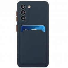 Akcija! Samsung Galaxy S21 Plus Dėklas su kišenėle kortelėms Card Case  ( 5G) Tamsiai Mėlynas