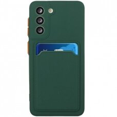 Samsung Galaxy S21 Plus Dėklas su kišenėle kortelėms Card Case  ( 5G) Tamsiai Žalias