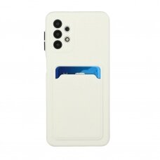 Samsung Galaxy A33 Dėklas su kišenėle kortelėms Card Case Silicone Wallet 5G Baltas