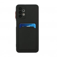 Samsung Galaxy A73 Dėklas su kišenėle kortelėms Card Case Silicone Wallet Juodas